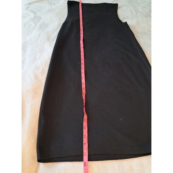 Theory Wool Silk Blend Black Asymmetric Sleeveless Dress Chiffon Overlay Size S - Picture 8 of 10